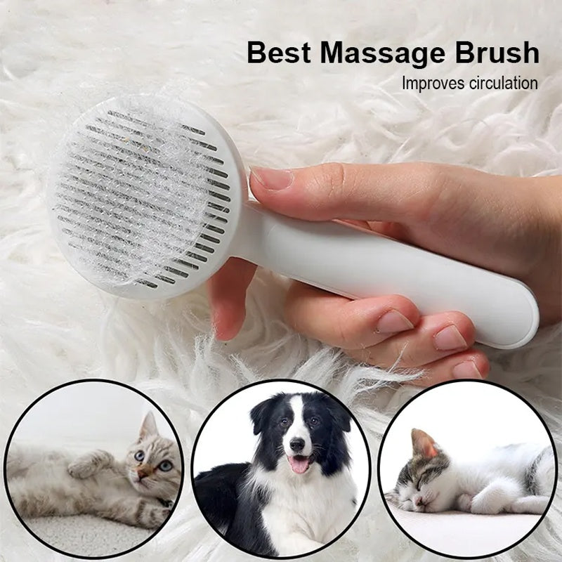 Self-Cleaning Slicker Brush - Stainless Steel Pet Hair Remover for Cats & Dogs - Imam Crafted Gems