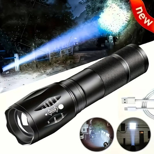 High Power LED Tactical Flashlight - 5-Mode, Zoomable, Waterproof Torch for Outdoor Activities - Imam Crafted Gems