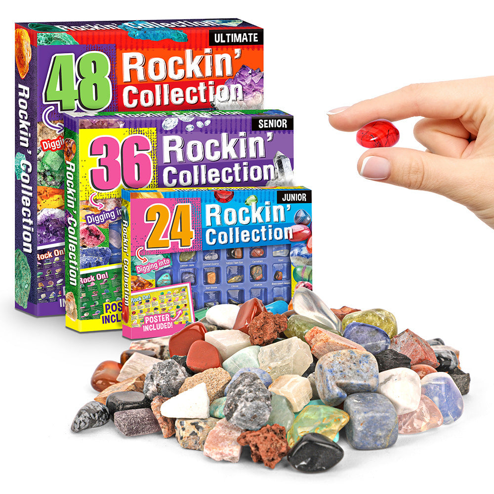 36-Piece Rock & Gemstone Kit for Kids - Educational Geology Set with Learning Guide, Perfect Gift for Ages 6+ - Imam Crafted Gems