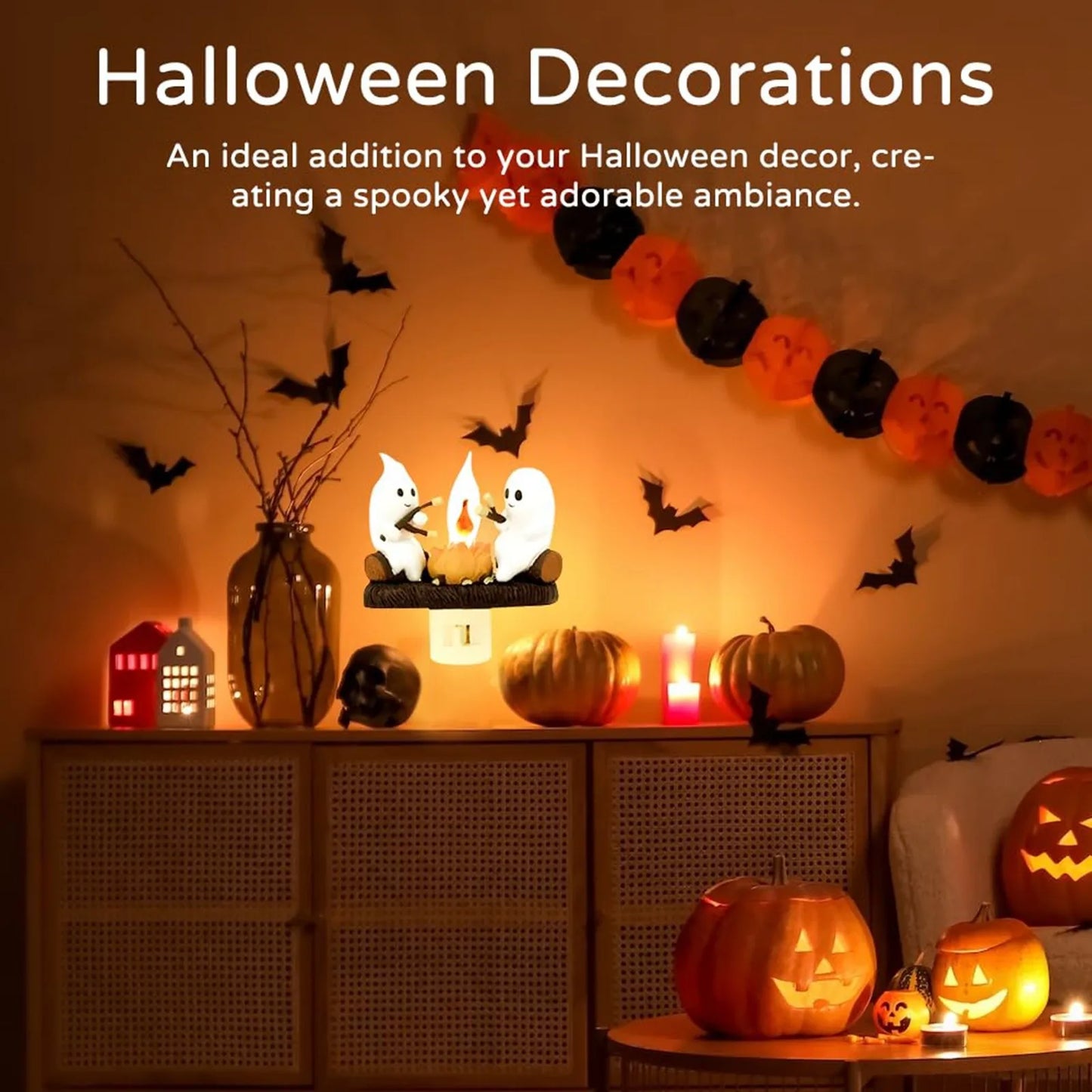 3D LED Bonfire Flame Night Light - Flickering Halloween Decoration