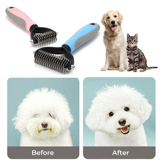 Double-Sided Grooming Brush for Pets - DE shedding and Dematting Tool for Cats & Dogs - Imam Crafted Gems