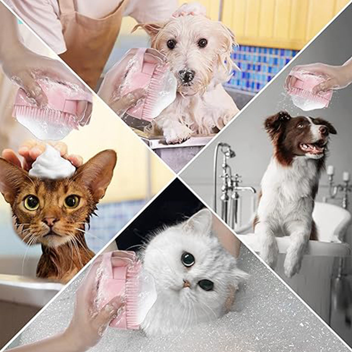 Silicone Pet Bath Brush - Soft Massage and Shampoo Dispenser for Dogs & Cats - Imam Crafted Gems